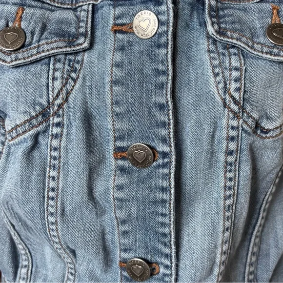 Torrid Blue Denim Sleeveless Cropped Vest Frayed Arm Opening Size 1 14/16 1X - Picture 7 of 9